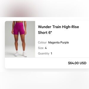 lululemon athletica Magenta Purple Wunder Train High-Rise Shorts